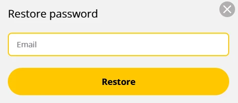 The Restore password box with its single email field and the restore button